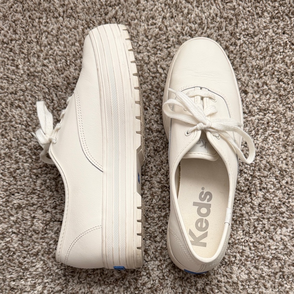 Keds Cream Platform Lace-Up Sneakers